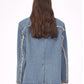 Blue Vintage Oversize Distressed Denim Blazer