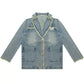 Blue Vintage Oversize Distressed Denim Blazer
