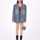 Blue Vintage Oversize Distressed Denim Blazer