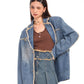 Blue Vintage Oversize Distressed Denim Blazer