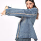 Blue Vintage Oversize Distressed Denim Blazer