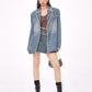 Blue Vintage Oversize Distressed Denim Blazer