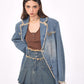 Blue Vintage Oversize Distressed Denim Blazer