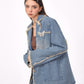 Blue Vintage Oversize Distressed Denim Blazer