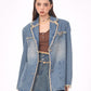 Blue Vintage Oversize Distressed Denim Blazer