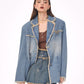 Blue Vintage Oversize Distressed Denim Blazer