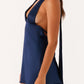 Genoa Satin Halter Mini Dress – Navy Blue