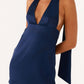 Genoa Satin Halter Mini Dress – Navy Blue