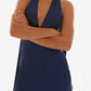 Genoa Satin Halter Mini Dress – Navy Blue