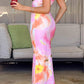 Bice Pink Orange Blumen Maxikleid