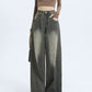 Black Vintage Wash Effect Boyfriend Jeans