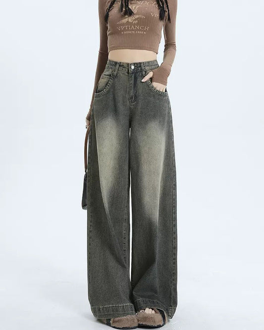 Black Vintage Wash Effect Boyfriend Jeans