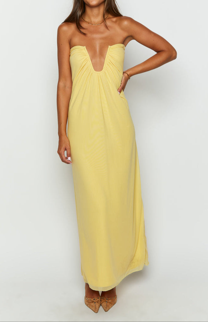 Samantha Yellow Off-the-Shoulder Maxi Dress