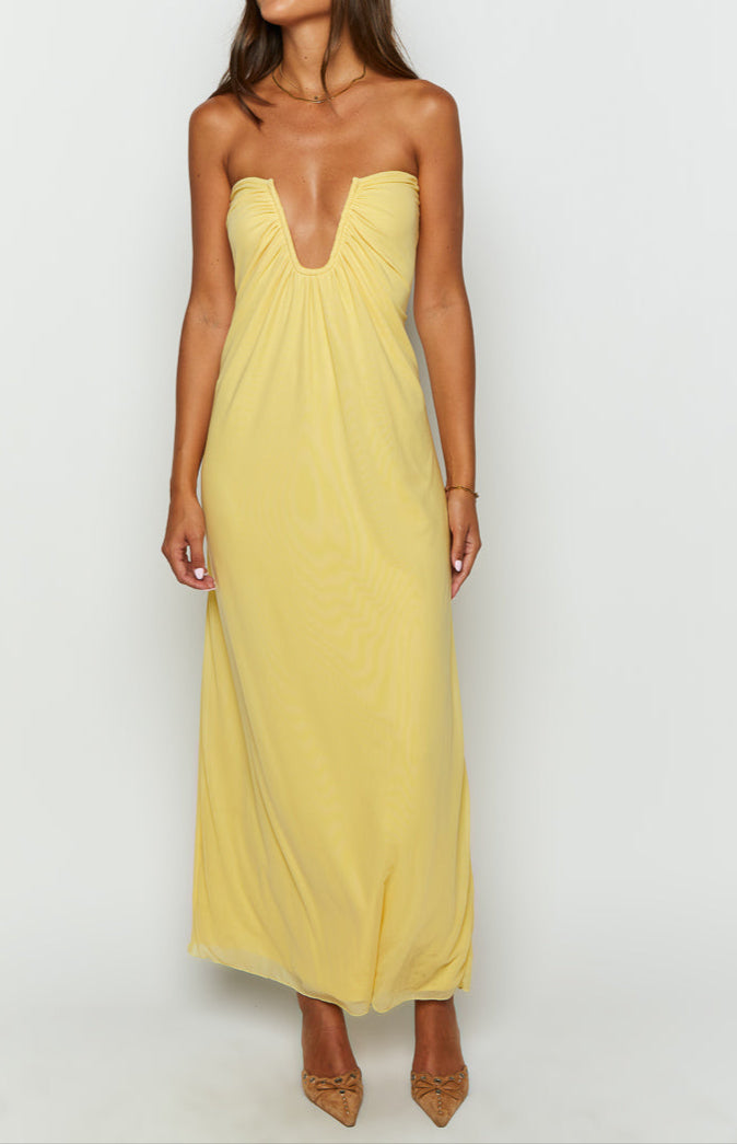 Samantha Yellow Off-the-Shoulder Maxi Dress