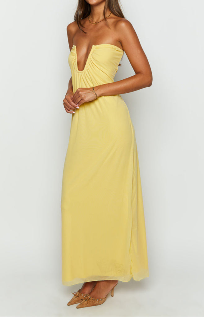 Samantha Yellow Off-the-Shoulder Maxi Dress