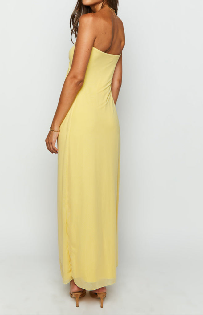 Samantha Yellow Off-the-Shoulder Maxi Dress