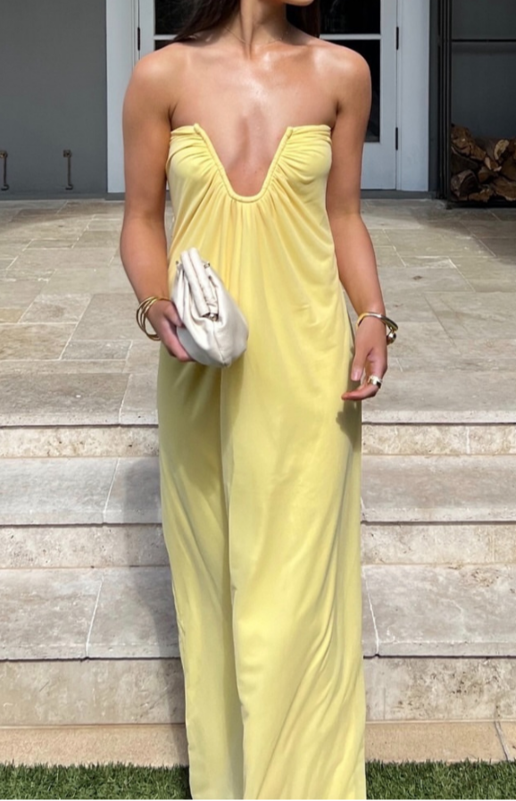 Samantha Yellow Off-the-Shoulder Maxi Dress