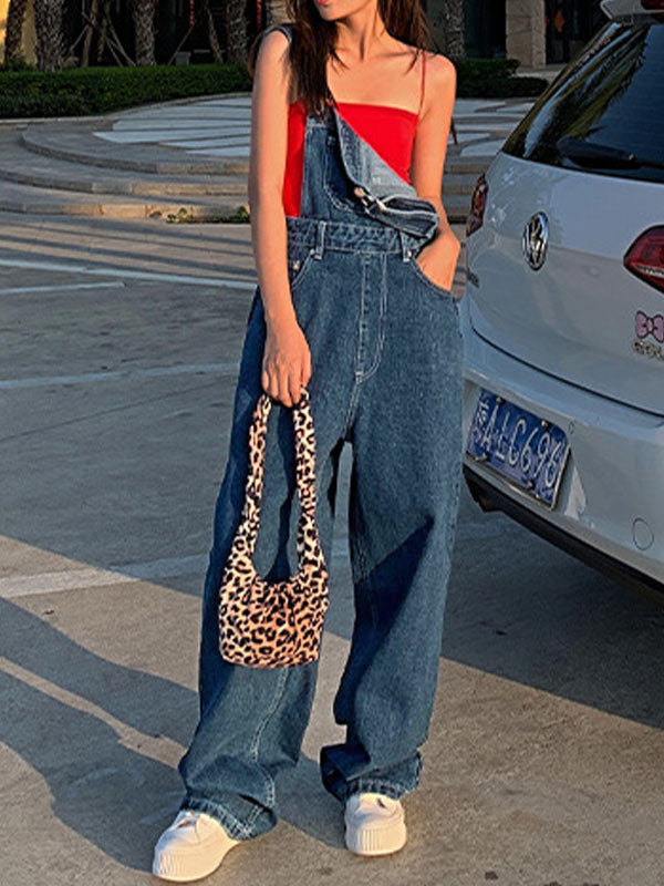 Blue Vintage Washed Boyfriend Denim Overall