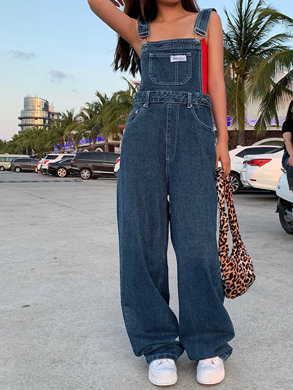 Blue Vintage Washed Boyfriend Denim Overall