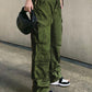 Green hip hop cargo pants with pocket patches