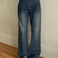 Vintage dark blue boyfriend jeans with washed effect