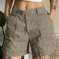 Gray straight leg denim cargo shorts