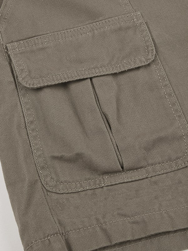 Gray straight leg denim cargo shorts