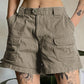 Gray straight leg denim cargo shorts