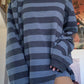 Retro Striped Crew Neck Oversize Sweatshirt