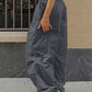 Grey Y2K Baggy Drawstring Cargo Pants