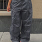 Grey Y2K Baggy Drawstring Cargo Pants