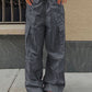 Grey Y2K Baggy Drawstring Cargo Pants