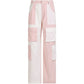 Pink Retro Patchwork Corduroy Cargo Pants