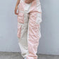 Pink Retro Patchwork Corduroy Cargo Pants