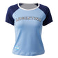 Blue vintage raglan short sleeve crop top with letter design