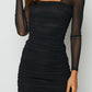 Ambra Long Sleeve Mesh Party Dress Black