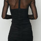 Ambra Long Sleeve Mesh Party Dress Black