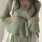 Green Vintage Oversized Long Sleeve Crochet Knit Top