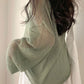 Green Vintage Oversized Long Sleeve Crochet Knit Top