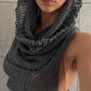 Punk Crochet Knit Tank Top with Hood