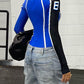 Y2K Color Block Long Sleeve Body with Letter Print