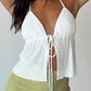 White French halter neck top with chest lacing