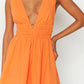 Serenella Crinkle Orange Mini Dress