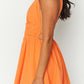 Serenella Crinkle Orange Mini Dress