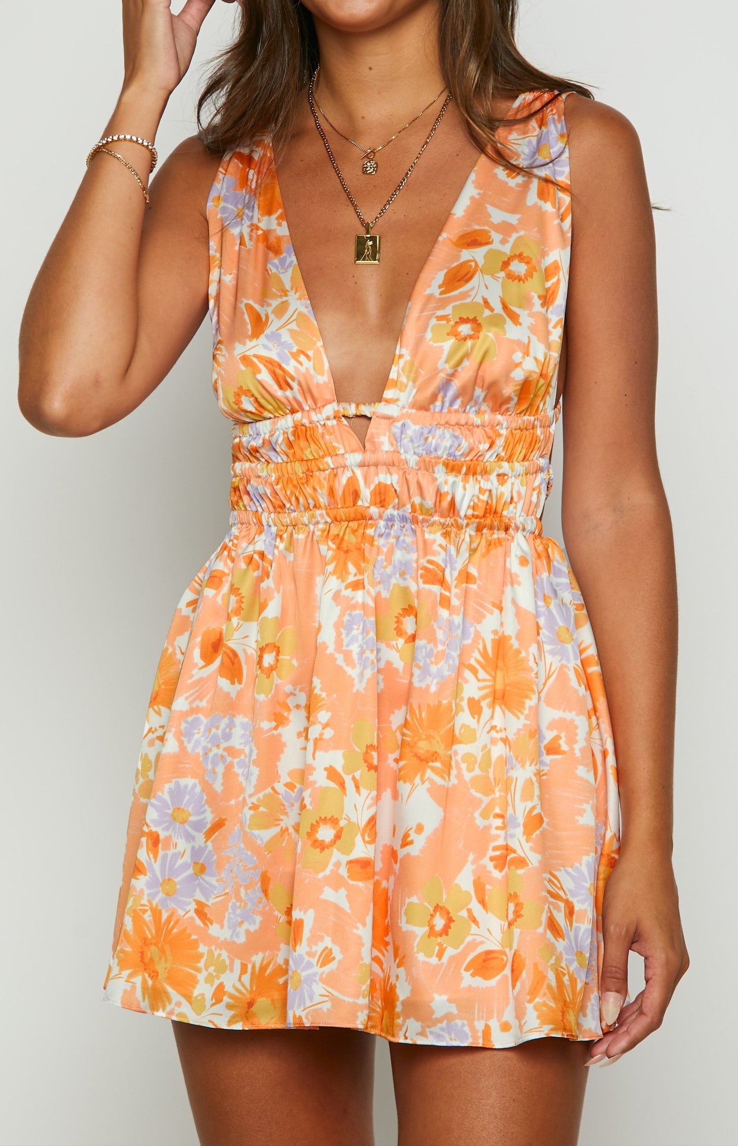 Giovanna orange floral mini dress 