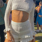 Amalfi white knit ruffle top