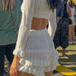 Amalfi white knit ruffle top