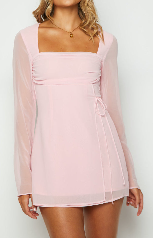 Vittoria mini dress with long sleeves in baby pink
