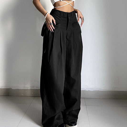 Solid Y2K Crossover Pleated Pants