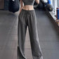 Solid Color Vintage Drawstring Straight Leg Pants